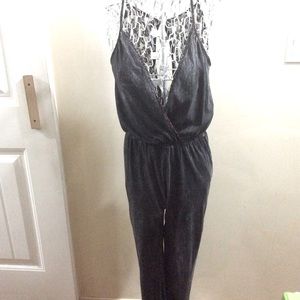 BKE Sexy distressed cotton and lace jumpsuit